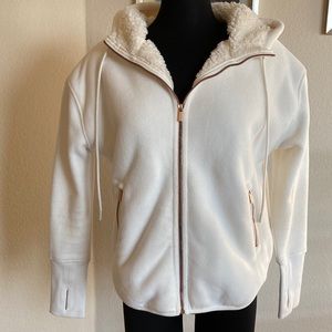 Ivory Fleece-Lined Jacket with Rose Gold Accents